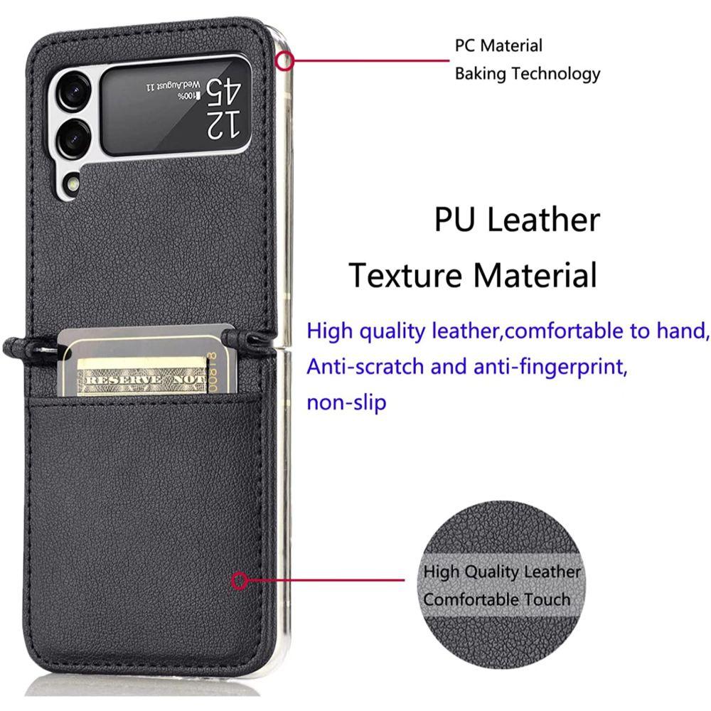 Carcasa Cuero Tpu Negra Compatible Samsung Z Flip 3 + Lámina-2