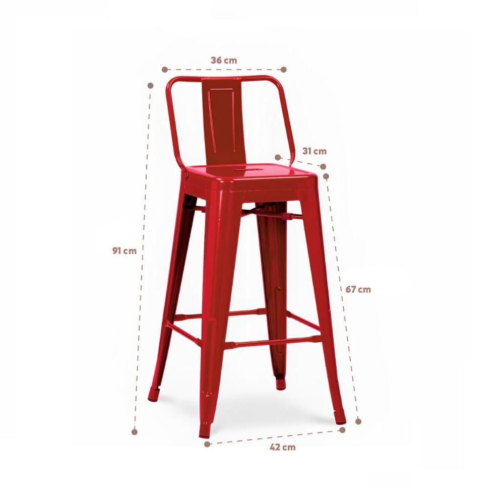 Taburete Silla Bar Tolix 64 cms Rojo-1