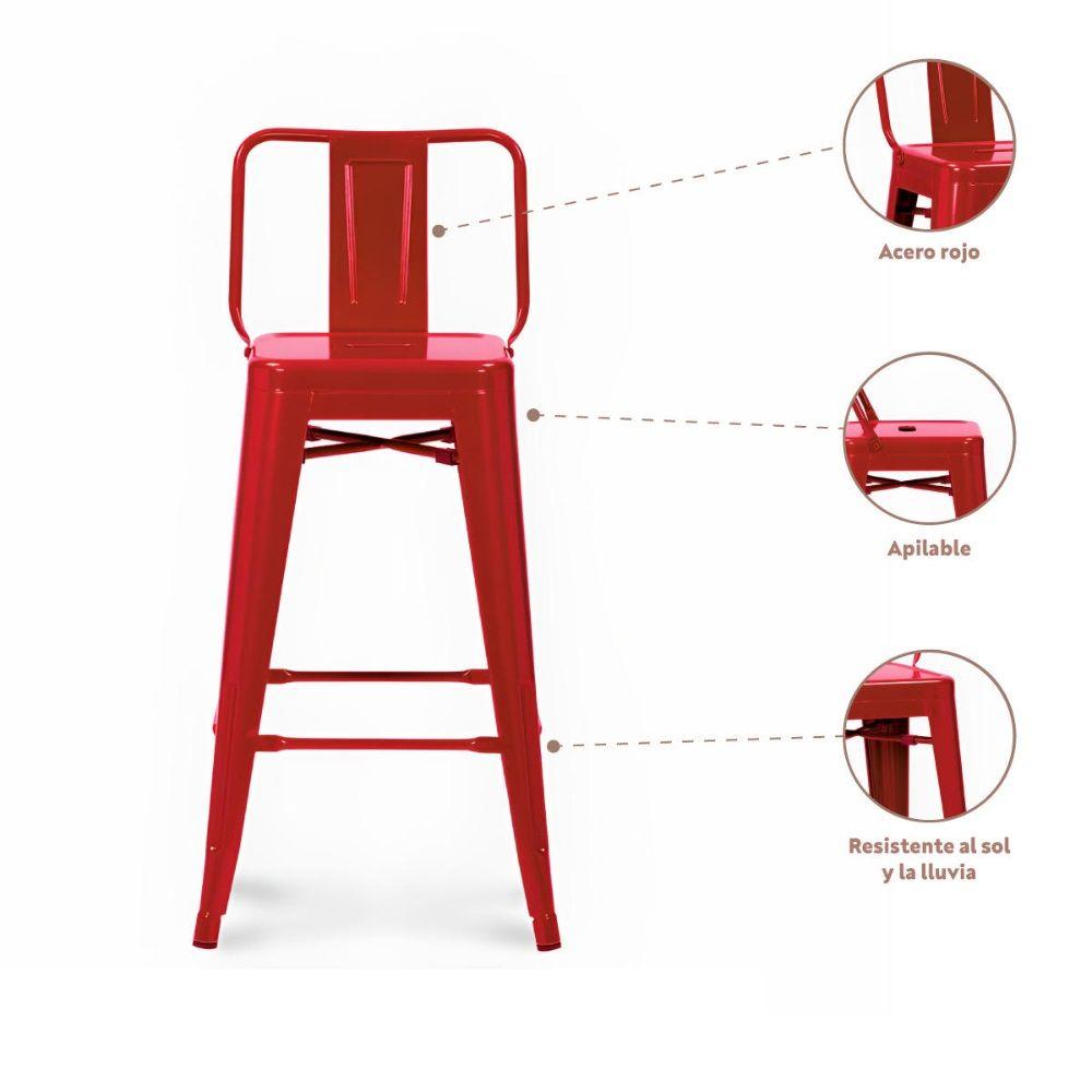 Taburete Silla Bar Tolix 64 cms Rojo-2