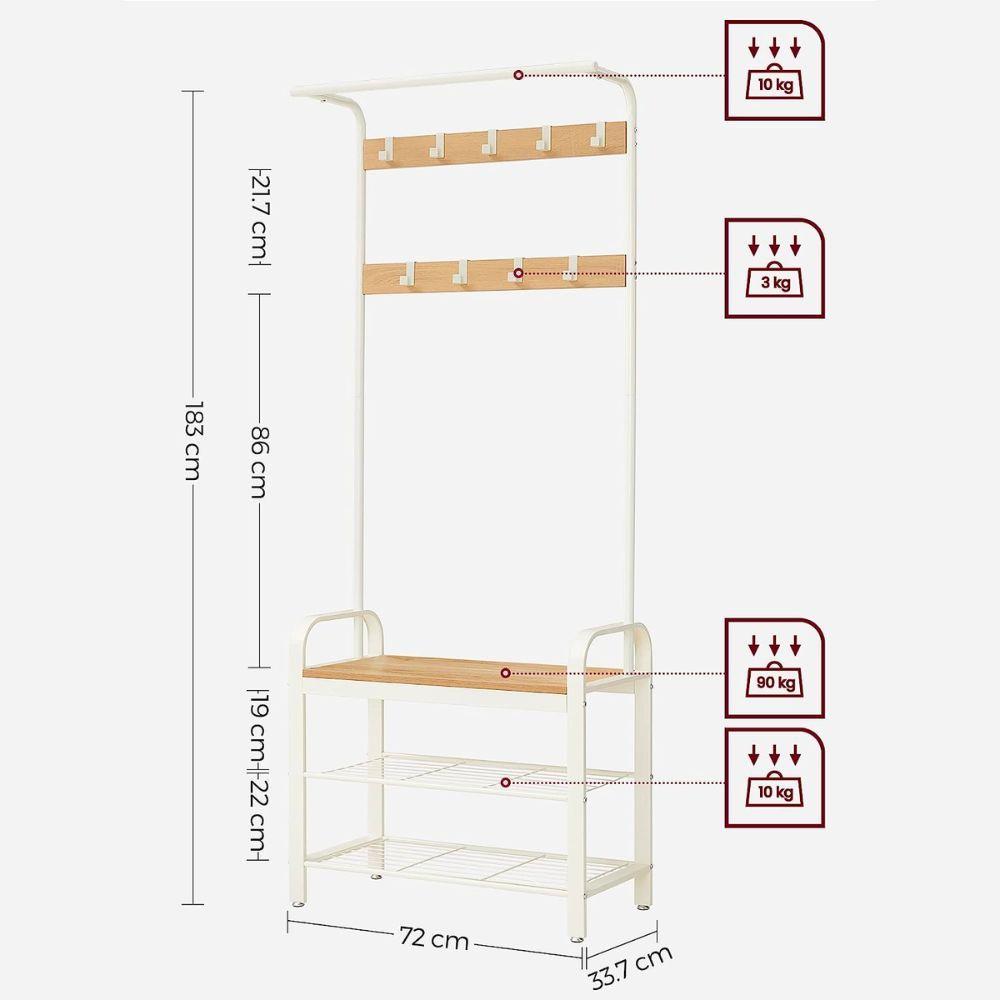 Mueble Recibidor Perchero Odense Blanco Estilo Industrial-2