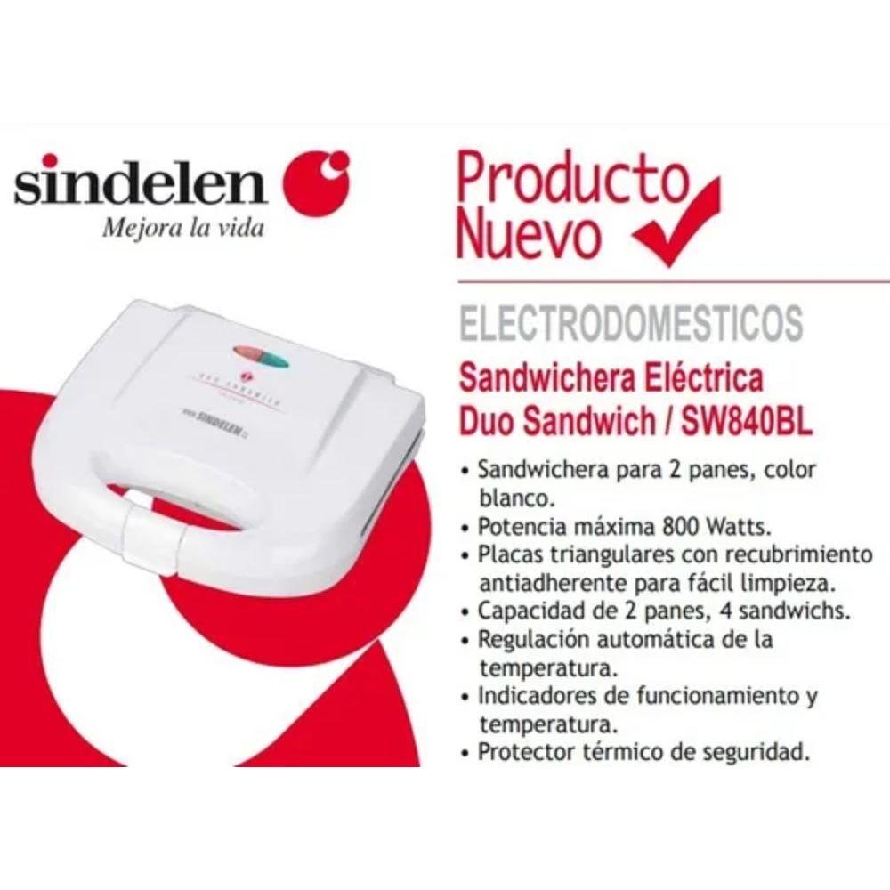 Sandwichera Antiadherente Sindelen SW840 Blanca-3