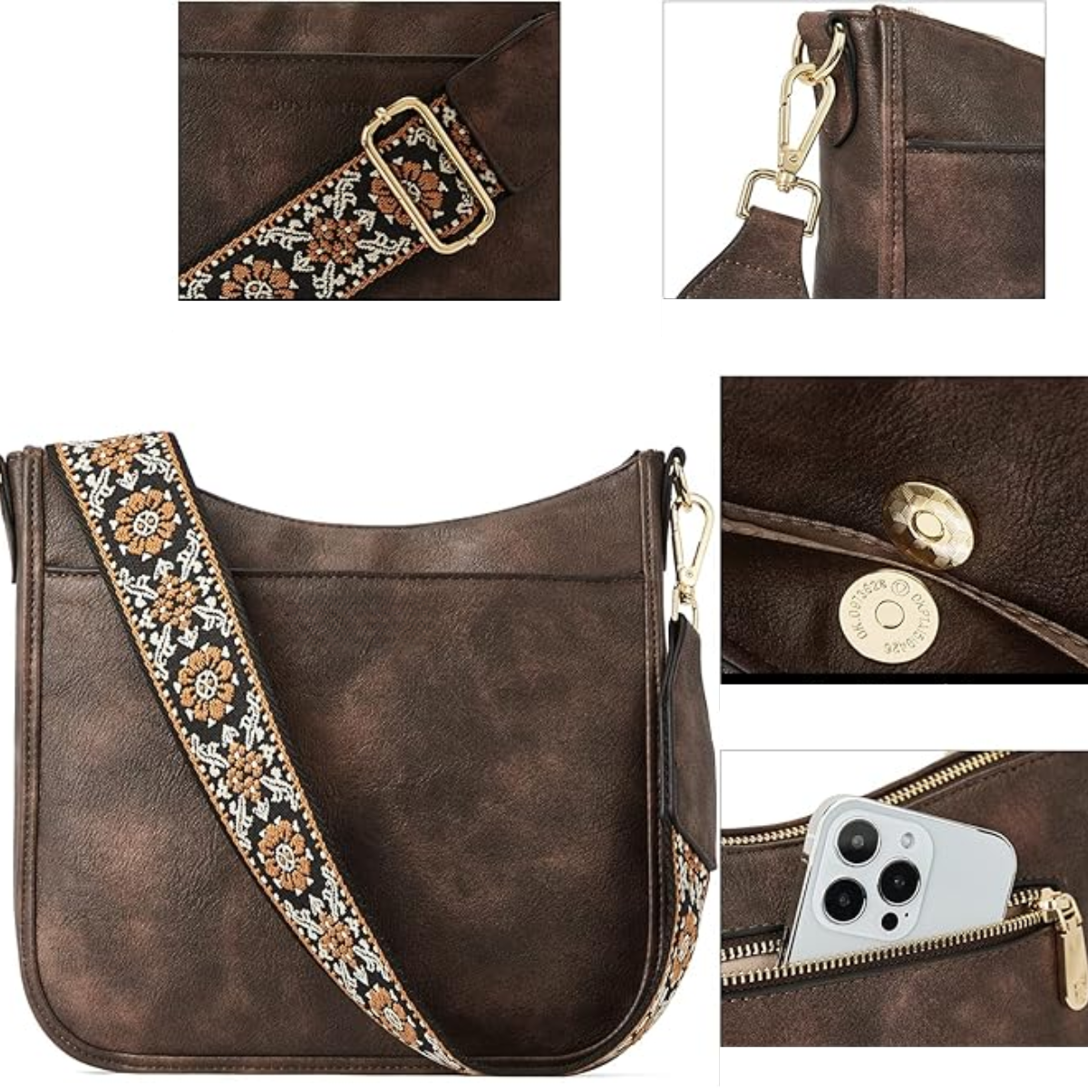 Cartera Crossbody Boho Eco Cuero Pomar Café-1