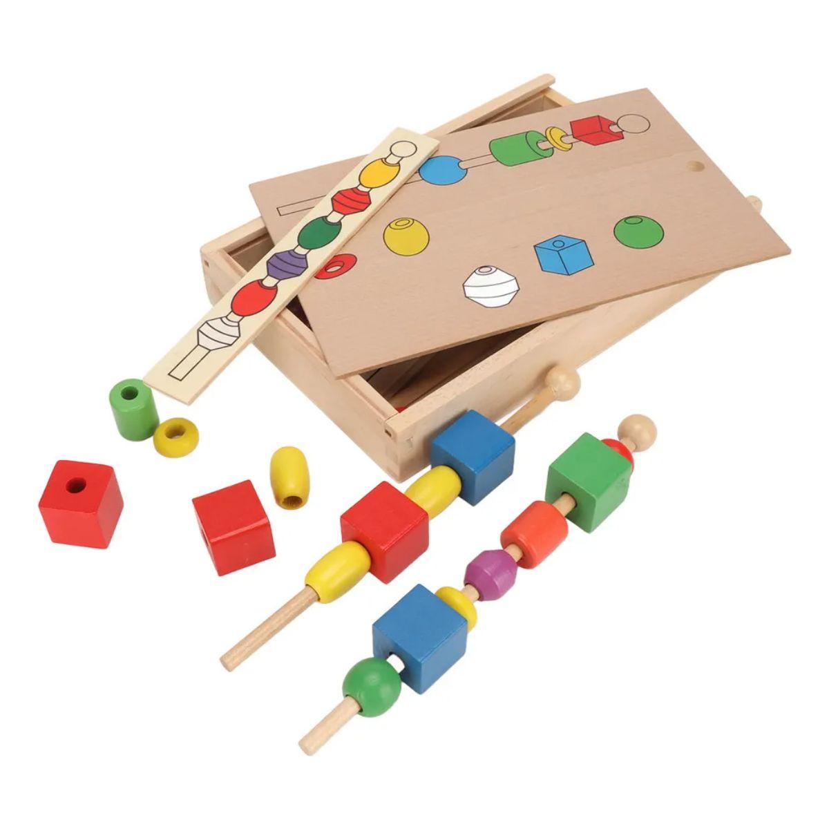 Juego de Secuencias Cuentas Madera Juguete Montessori-2