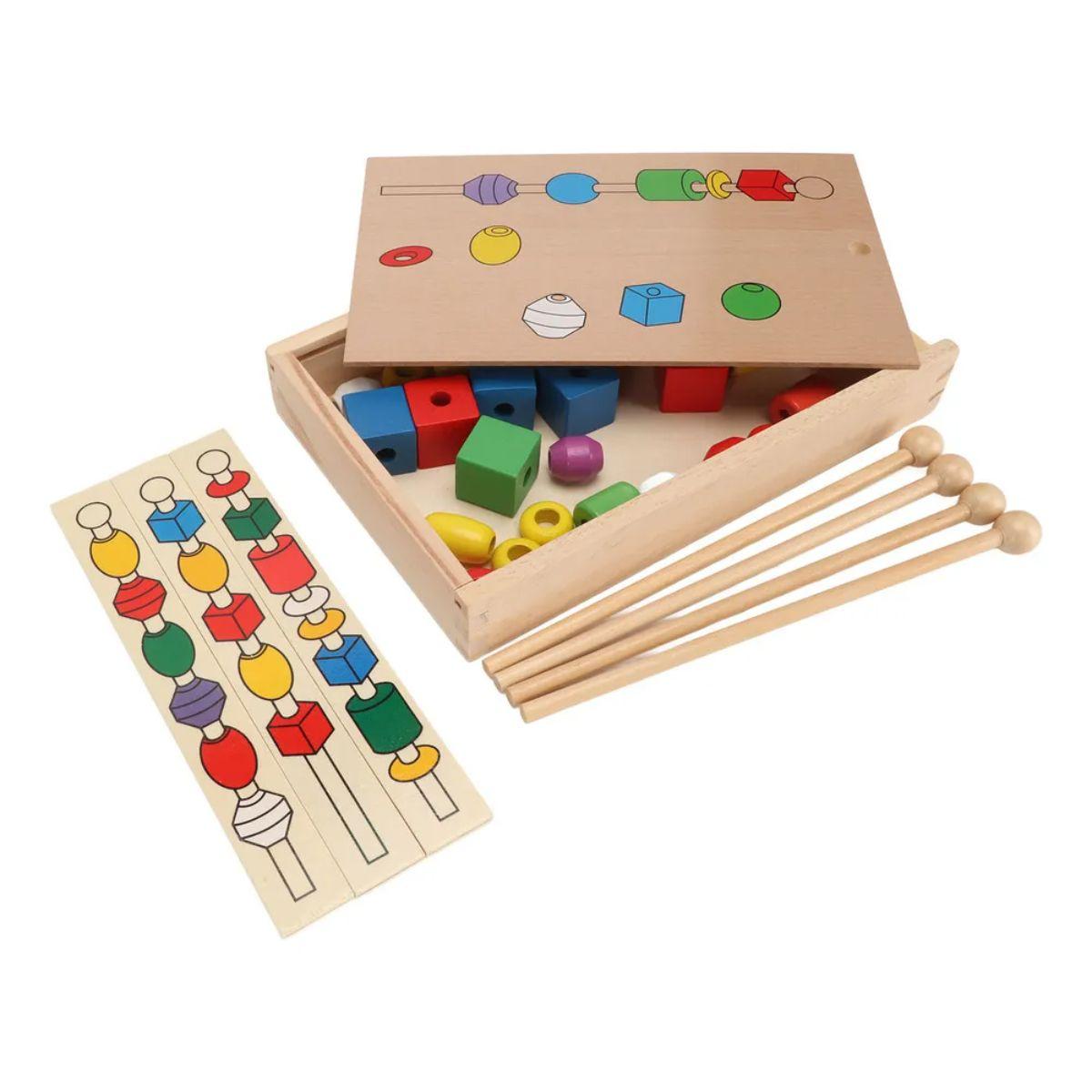Juego de Secuencias Cuentas Madera Juguete Montessori-3