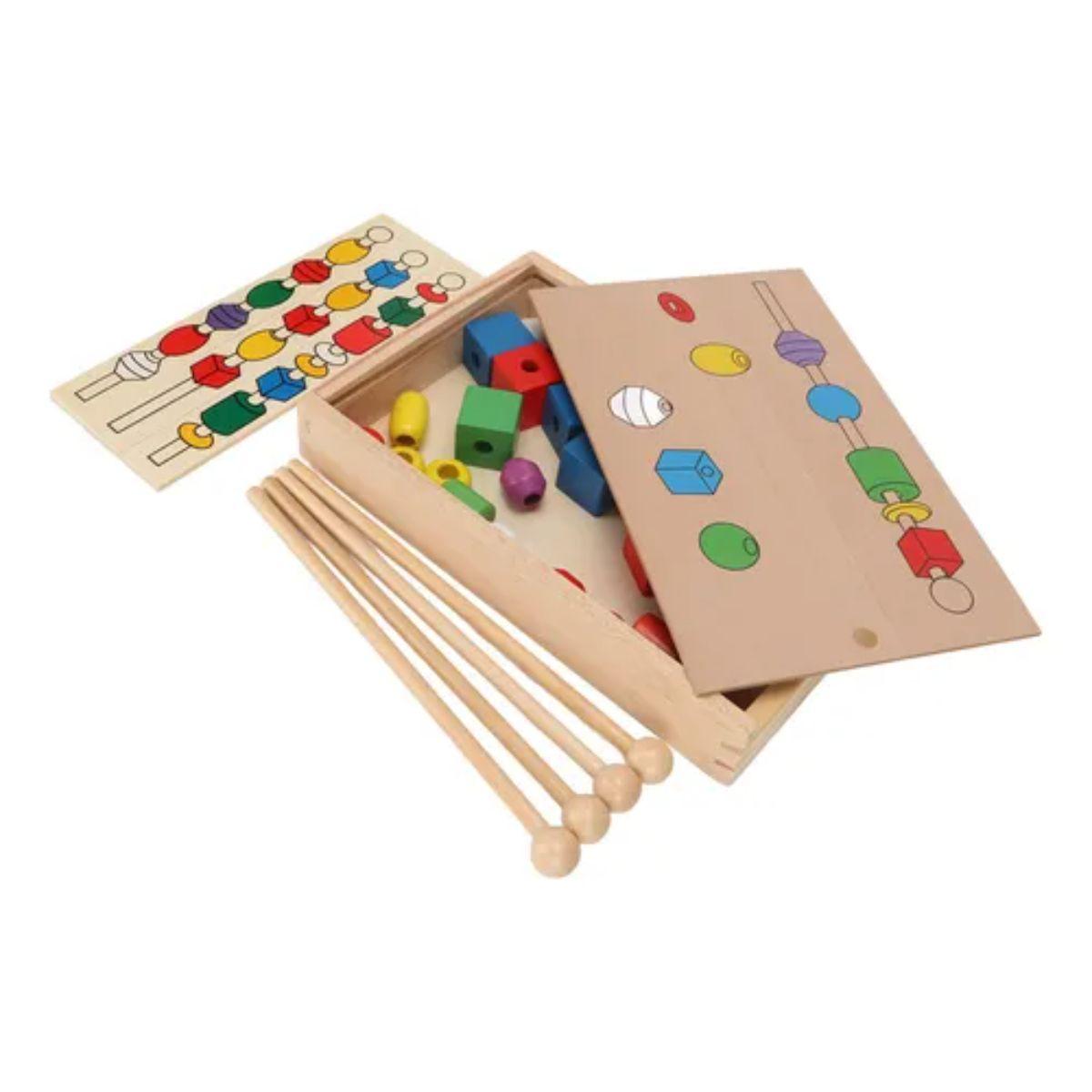 Juego de Secuencias Cuentas Madera Juguete Montessori-4