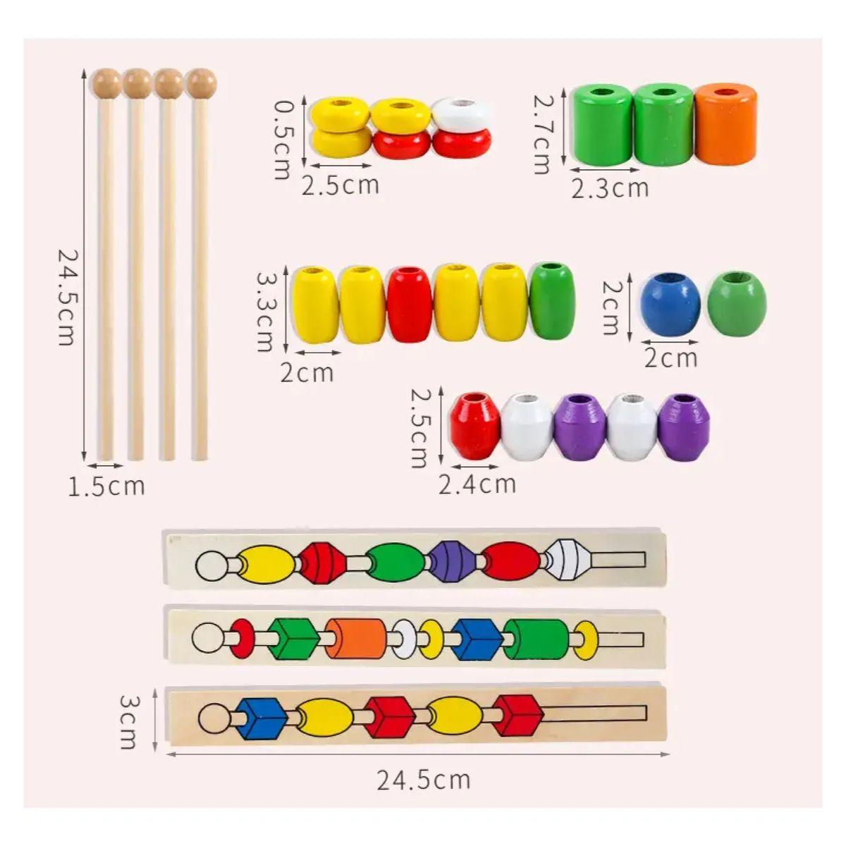 Juego de Secuencias Cuentas Madera Juguete Montessori-6