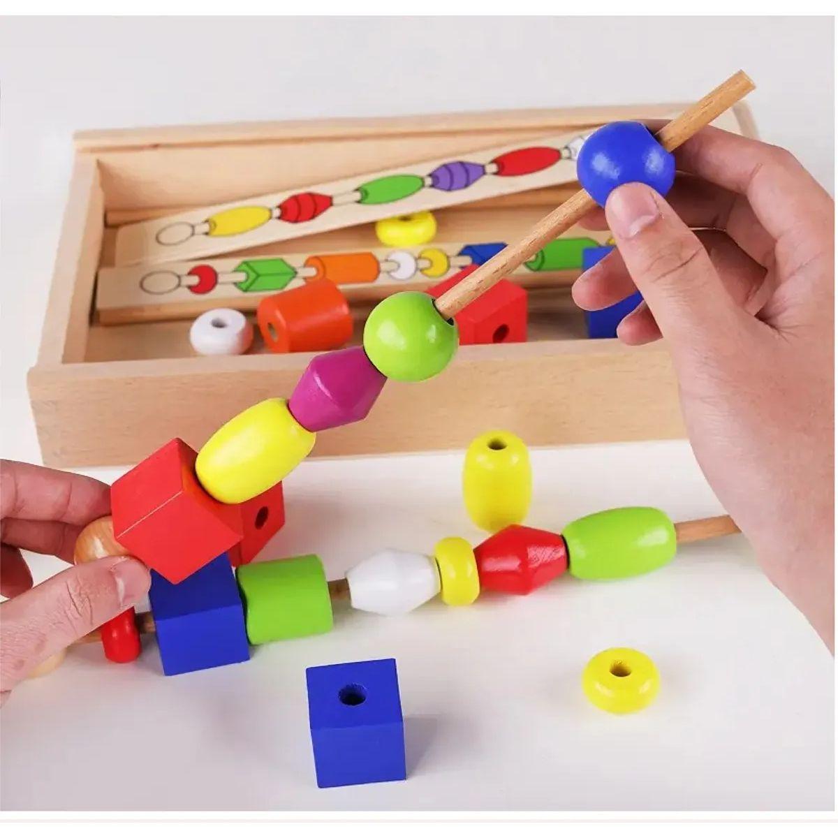 Juego de Secuencias Cuentas Madera Juguete Montessori-7