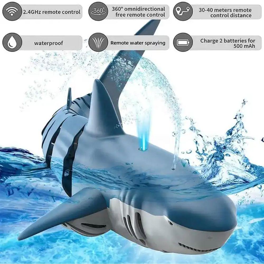 Tiburon a Control Remoto 2.4 Ghz Juguete de Agua Negro-3