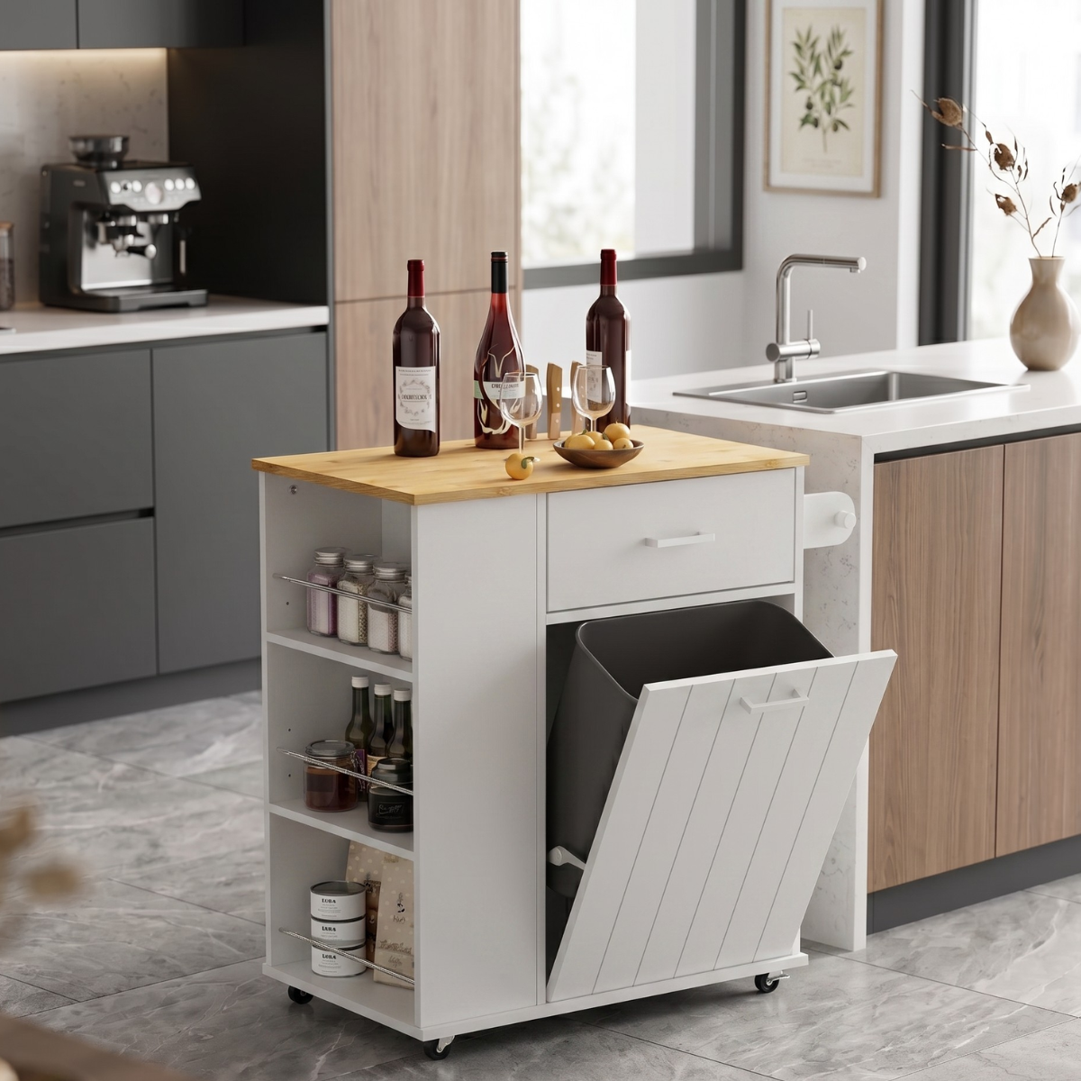 Isla de Cocina Blanca Organizador Multiuso Alme-2