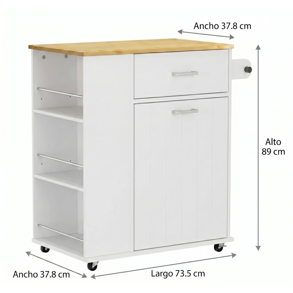 Isla de Cocina Blanca Organizador Multiuso Alme-4