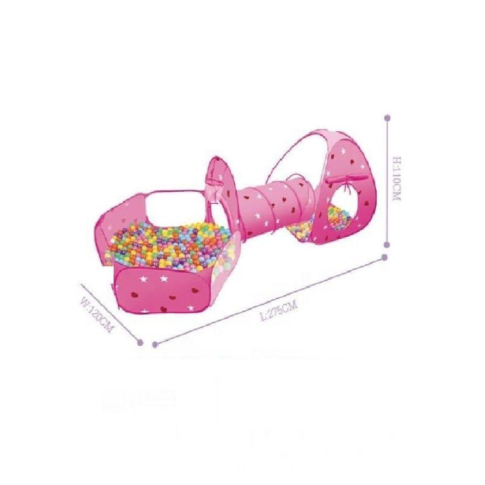 Piscina 3en1 Carpa Tunel Infantil + Pelotitas Rosa-1