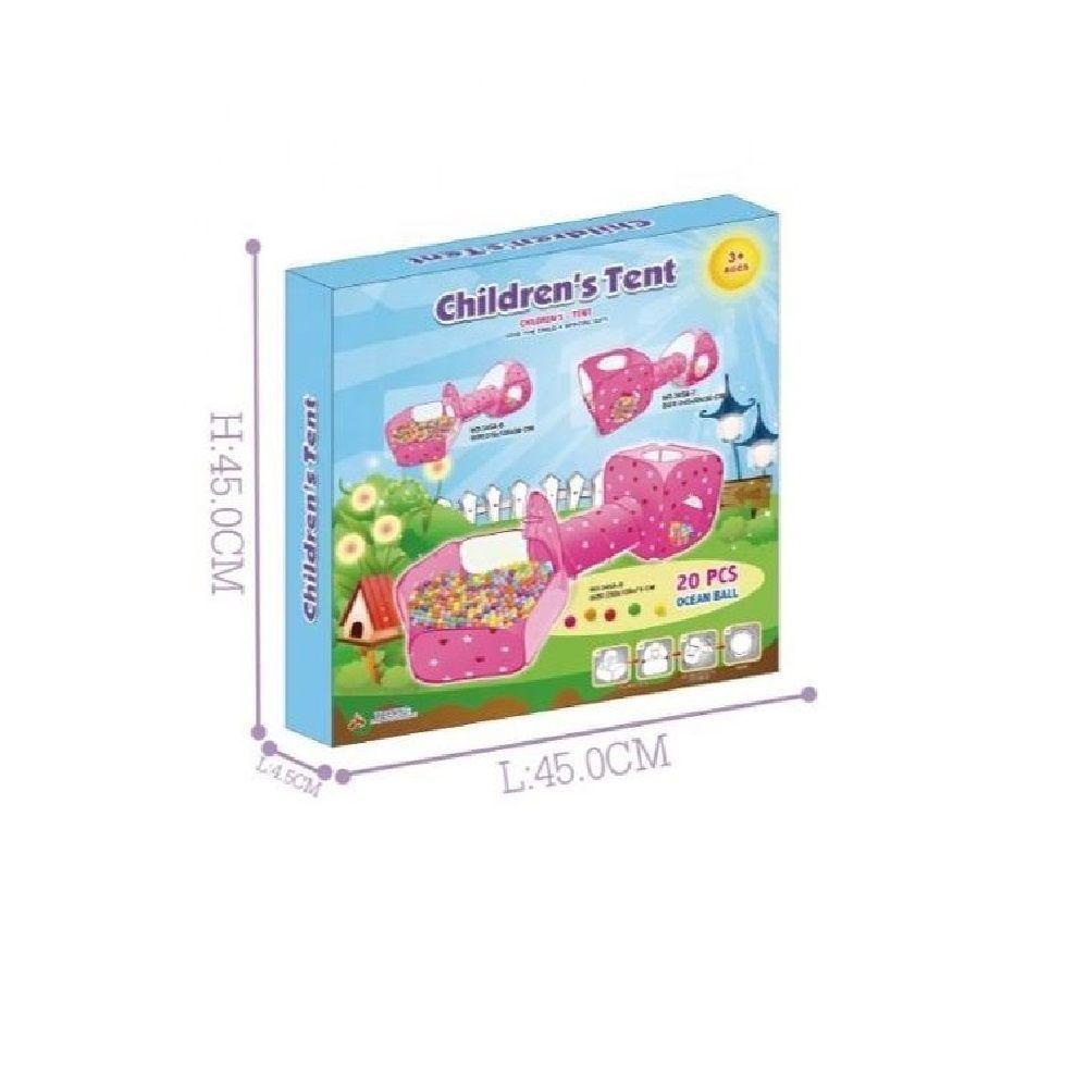 Piscina 3en1 Carpa Tunel Infantil + Pelotitas Rosa-2