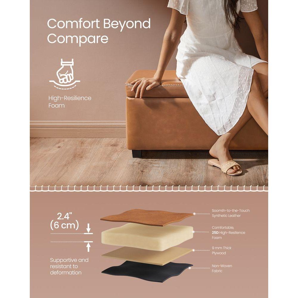 Banqueta Baul Puff Otomana Ecocuero Café Saby-5
