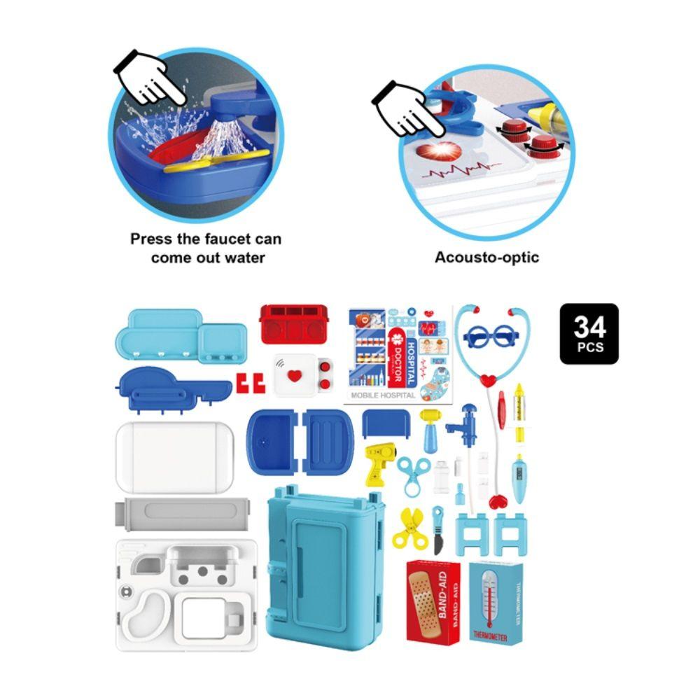 Maletín Hospital de juguete 4en1 con Accesorios Azul-5