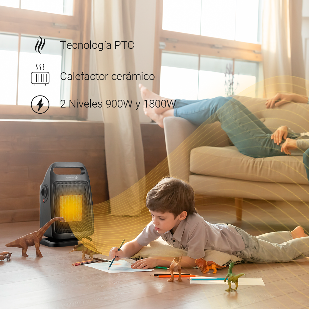 Calentador Electrico 1800W Oscilante Antivuelco Spacezat-5