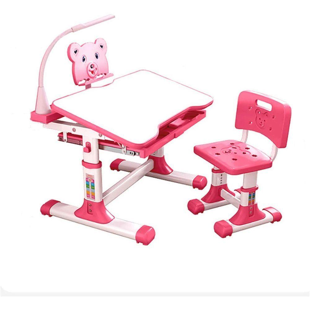 Set Escritorio infantil Mesa + Silla Ajustable Rosado-0