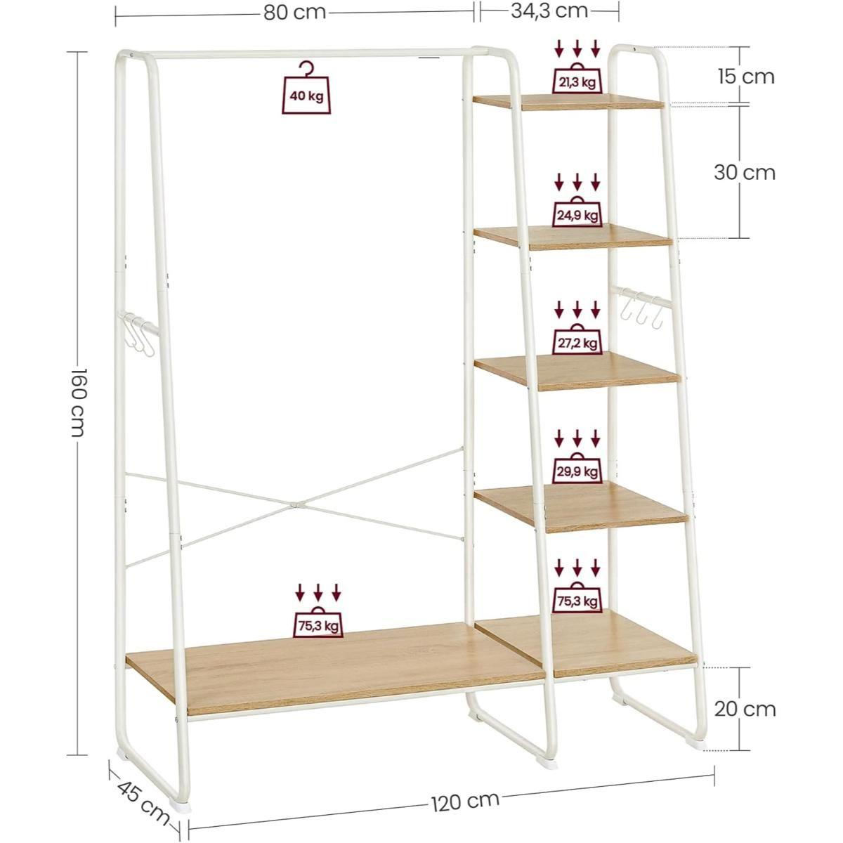 Mueble Organizador de Closet Perchero con 5 Estanterias Muor-2