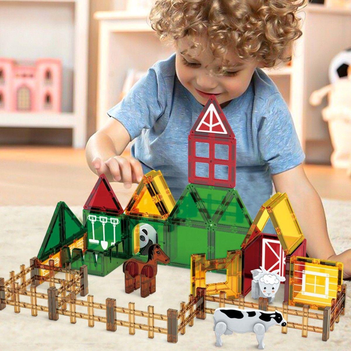 Set Bloques Construcción Magnéticos Granja Animales 46 pzs-3