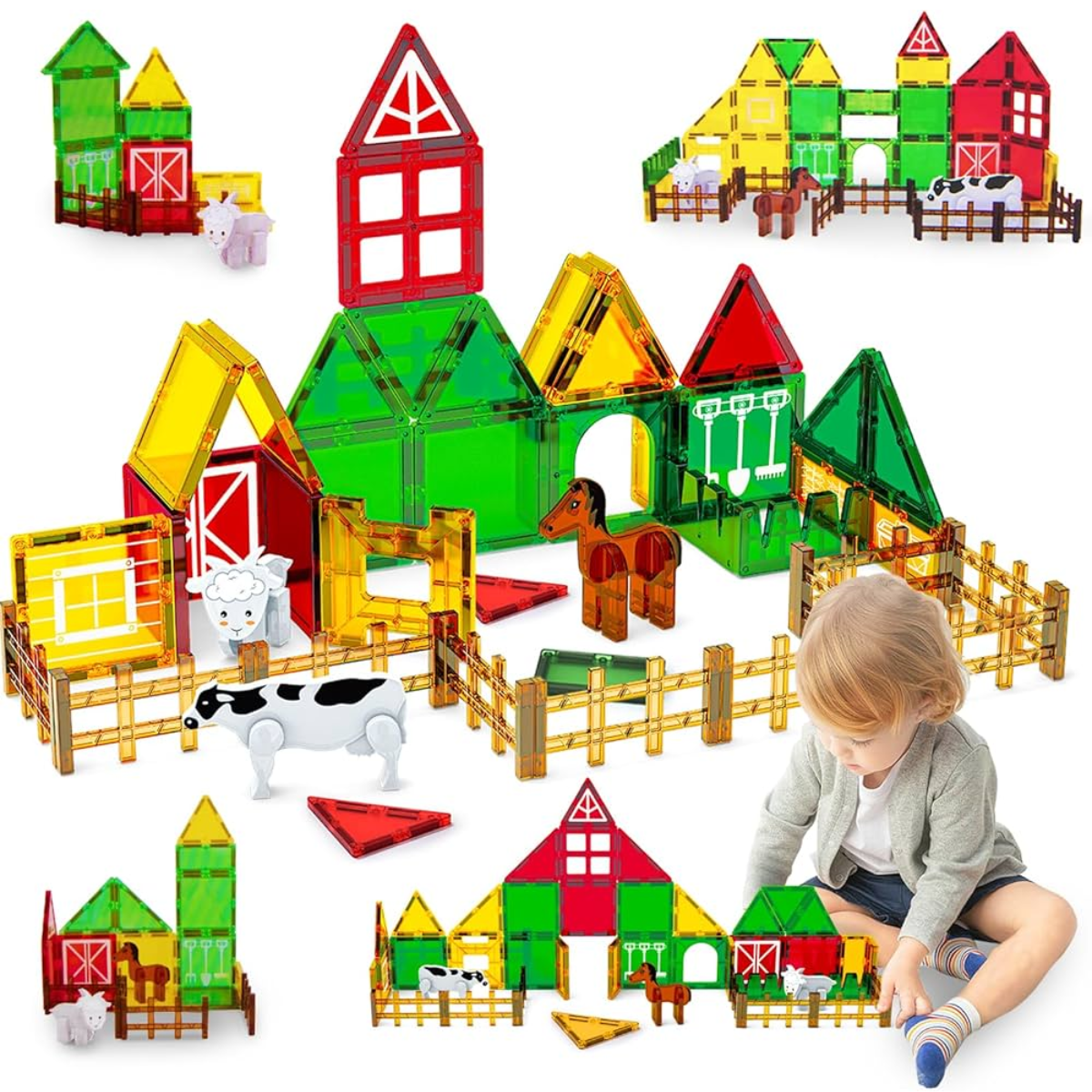 Set Bloques Construcción Magnéticos Granja Animales 46 pzs-6