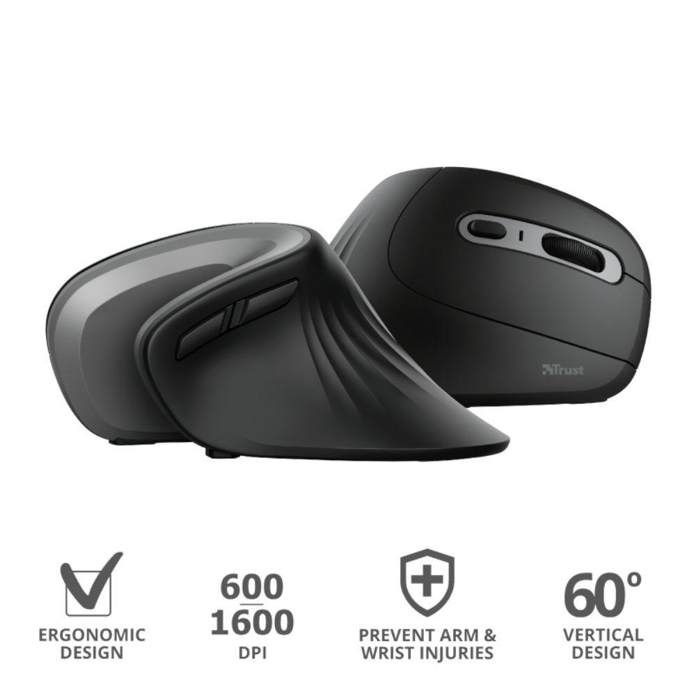 Mouse Inalámbrico Ergonomico Trust Verro Negro-2