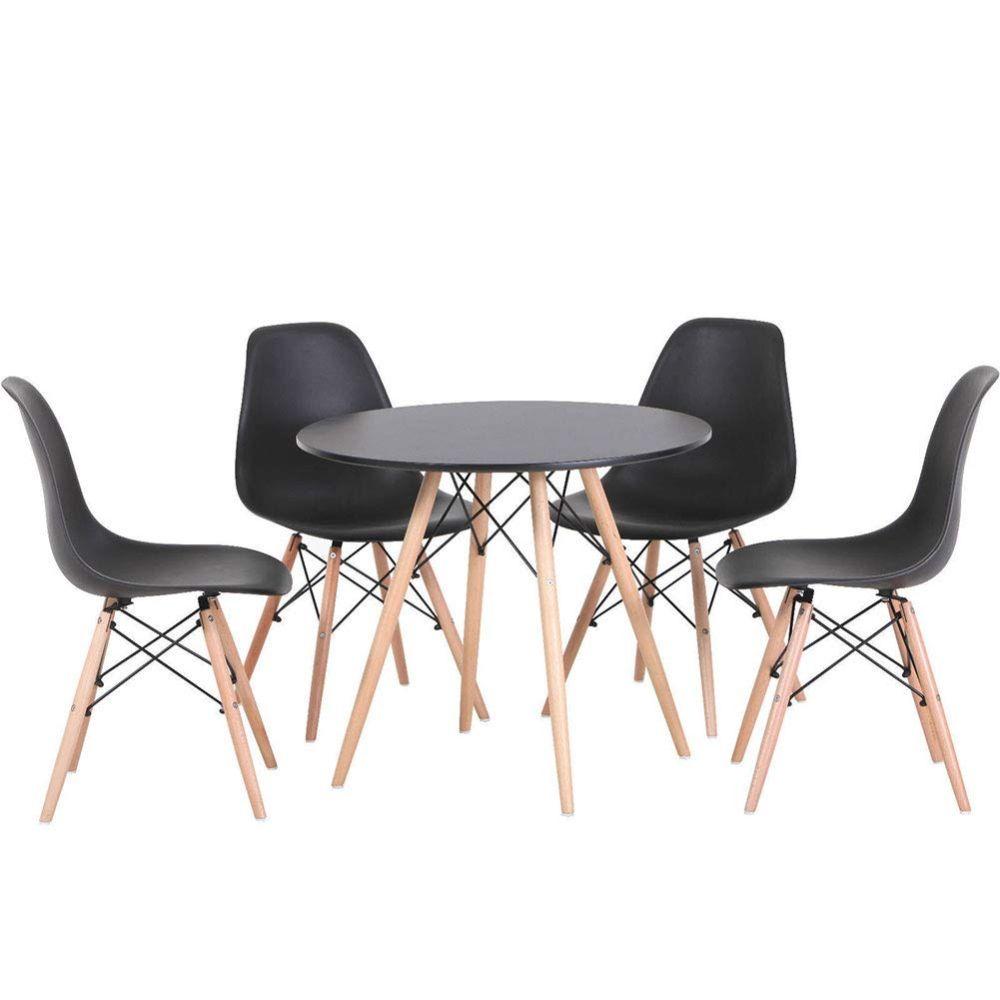 Mesa Eames Redonda 80 cm MDF Negra Spacezat-1
