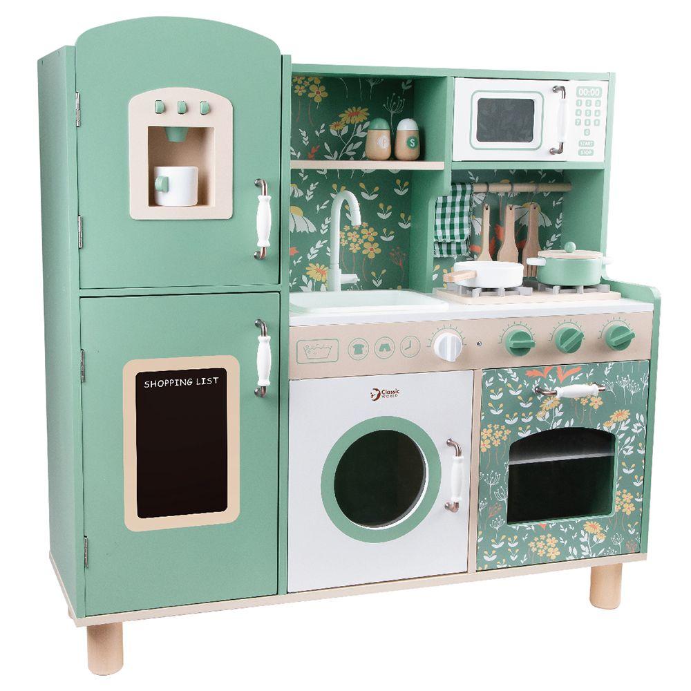 Cocina De Juguete Madera Vintage Diseño con Refrigerador/Acc-1