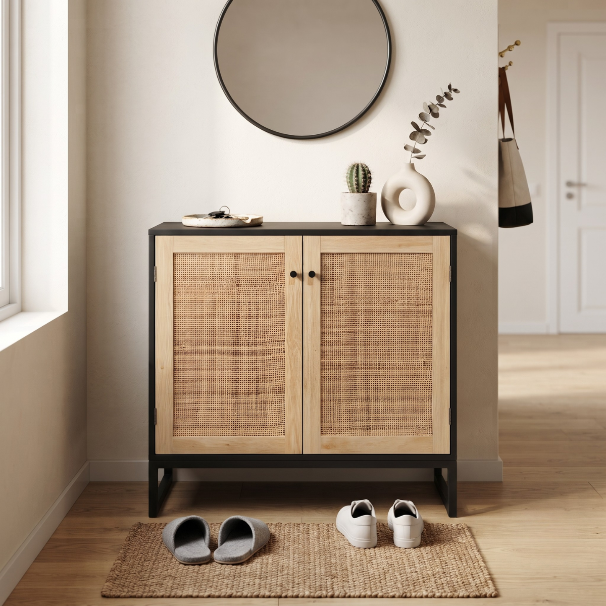 Mueble Buffet Aparador Ratan Negro Alvik-2