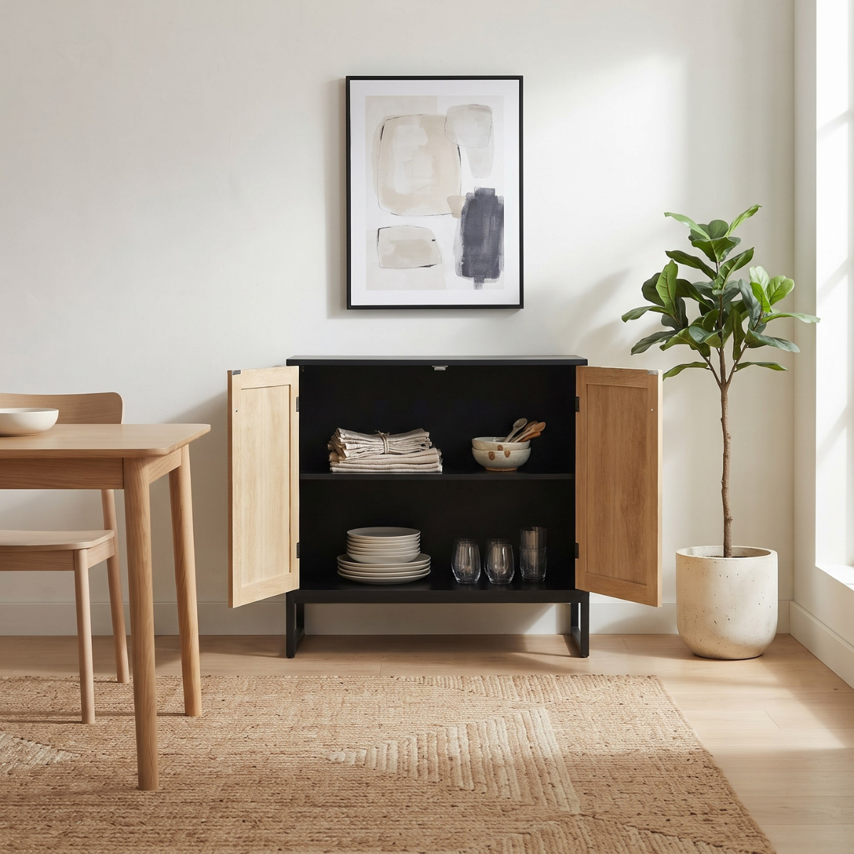 Mueble Buffet Aparador Ratan Negro Alvik-4
