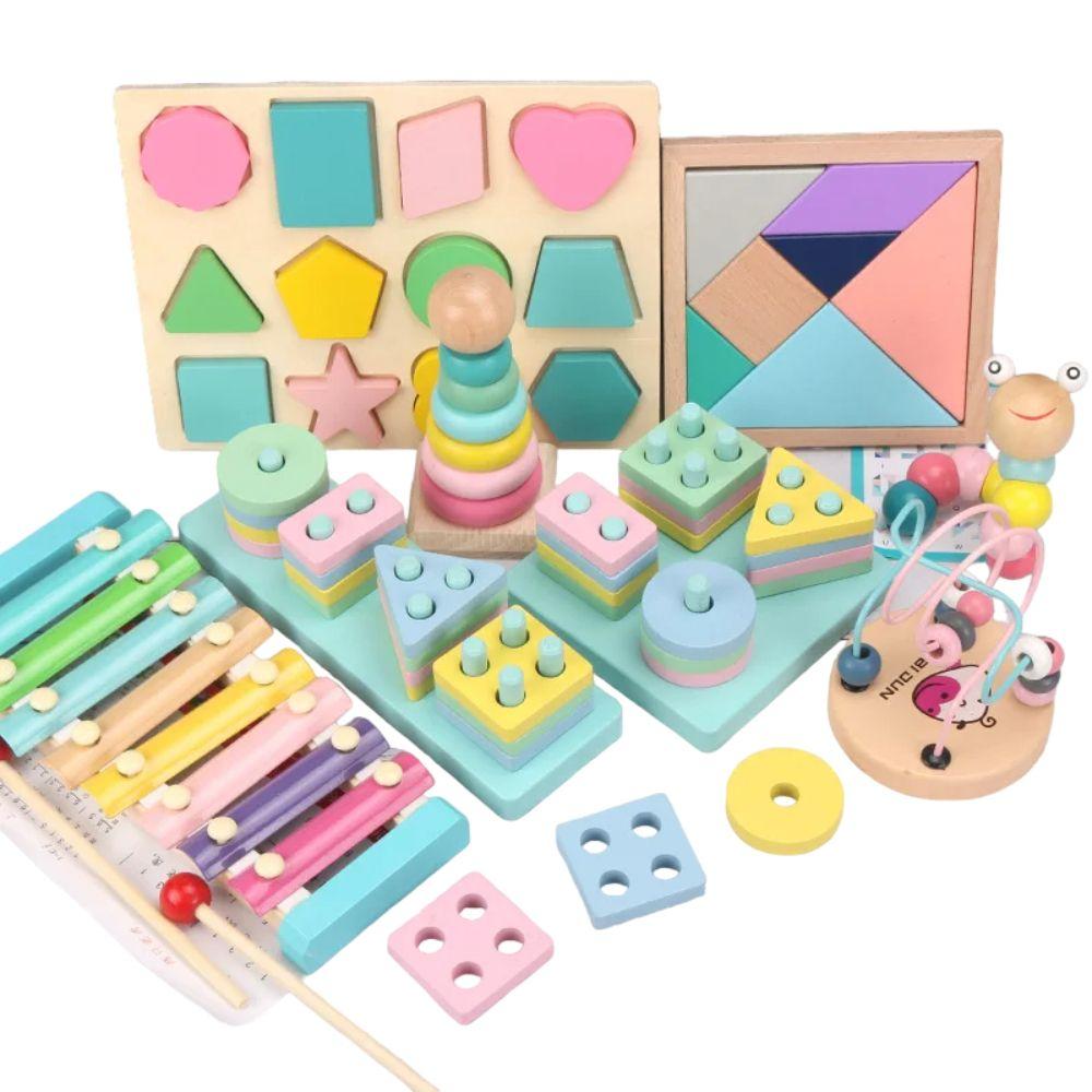 Set 6 Juguetes de Madera Didácticos Montessori-0