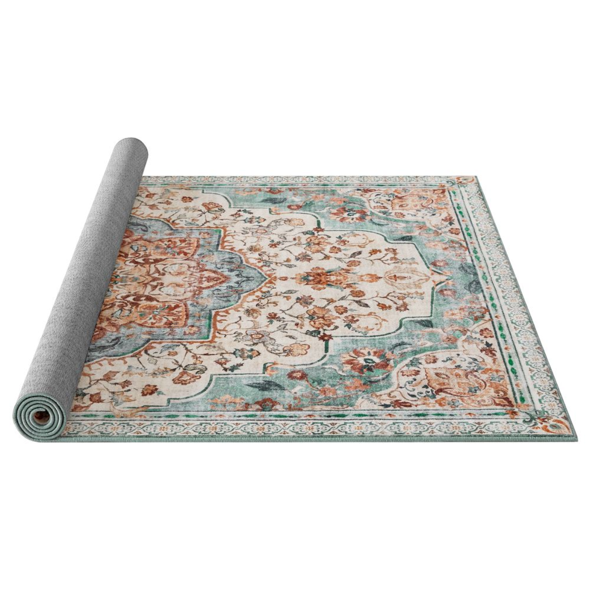 Alfombra Antideslizante Vintage Verde Agua Furuv 214x153 cm-3