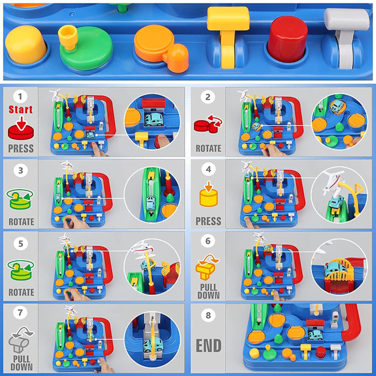Ciudad Pistas de Autos Juguete Didáctico con 8 Desafíos-7