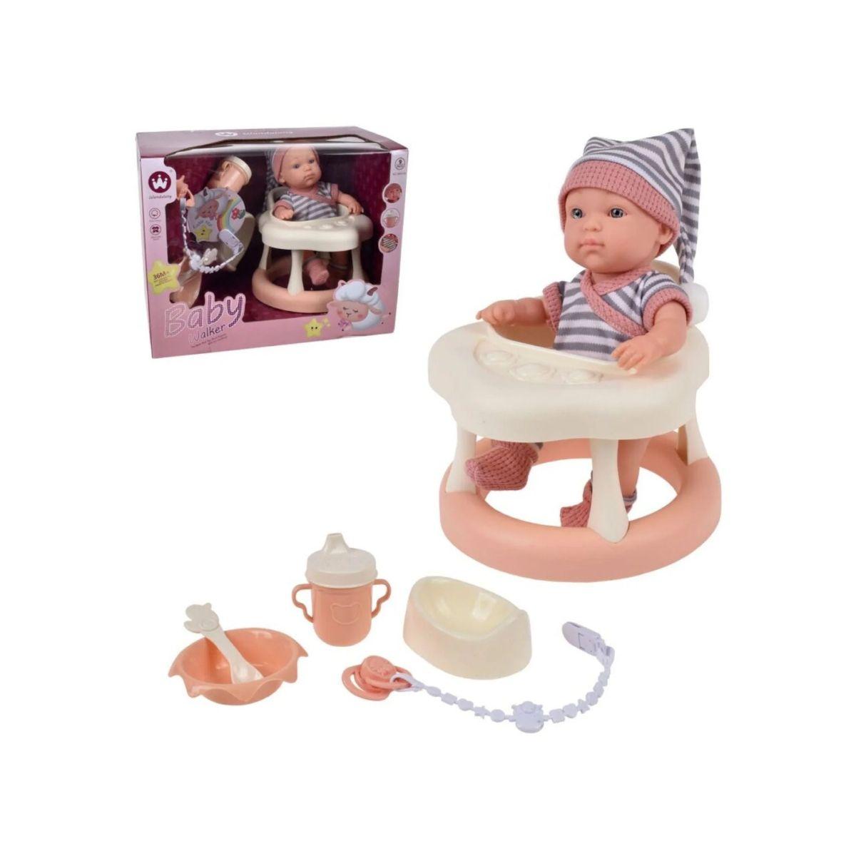 Muñeca Bebe con silla para Comer y Accesorios 23 cm-5
