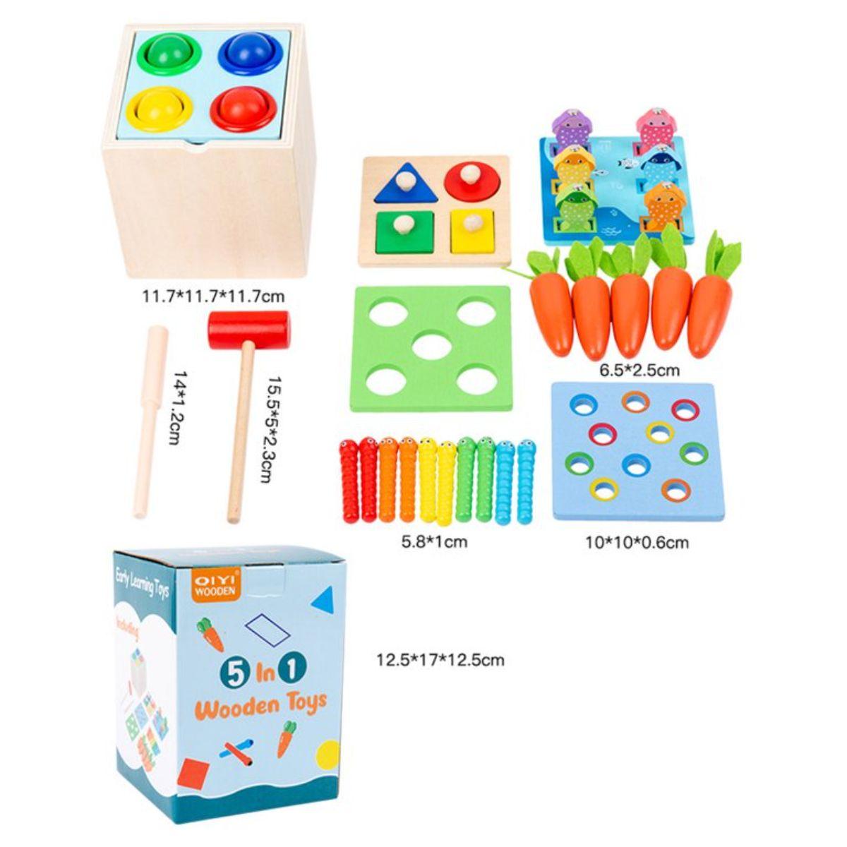 Cubo Actividades de Madera 5en1 Juguete Montessori Didáctico-4