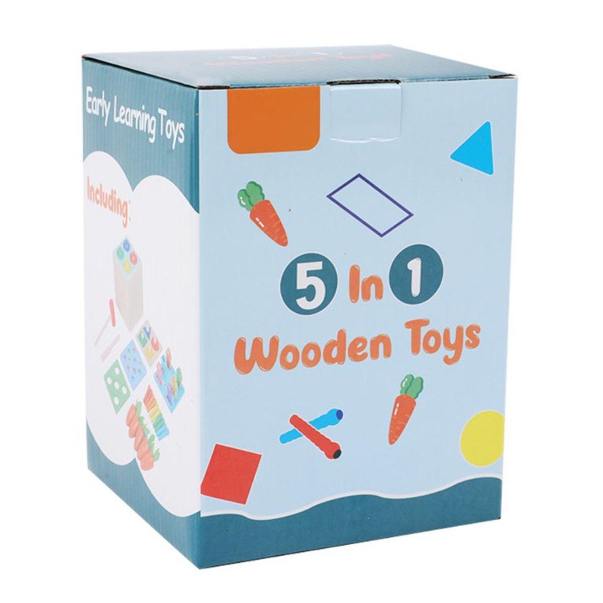 Cubo Actividades de Madera 5en1 Juguete Montessori Didáctico-5