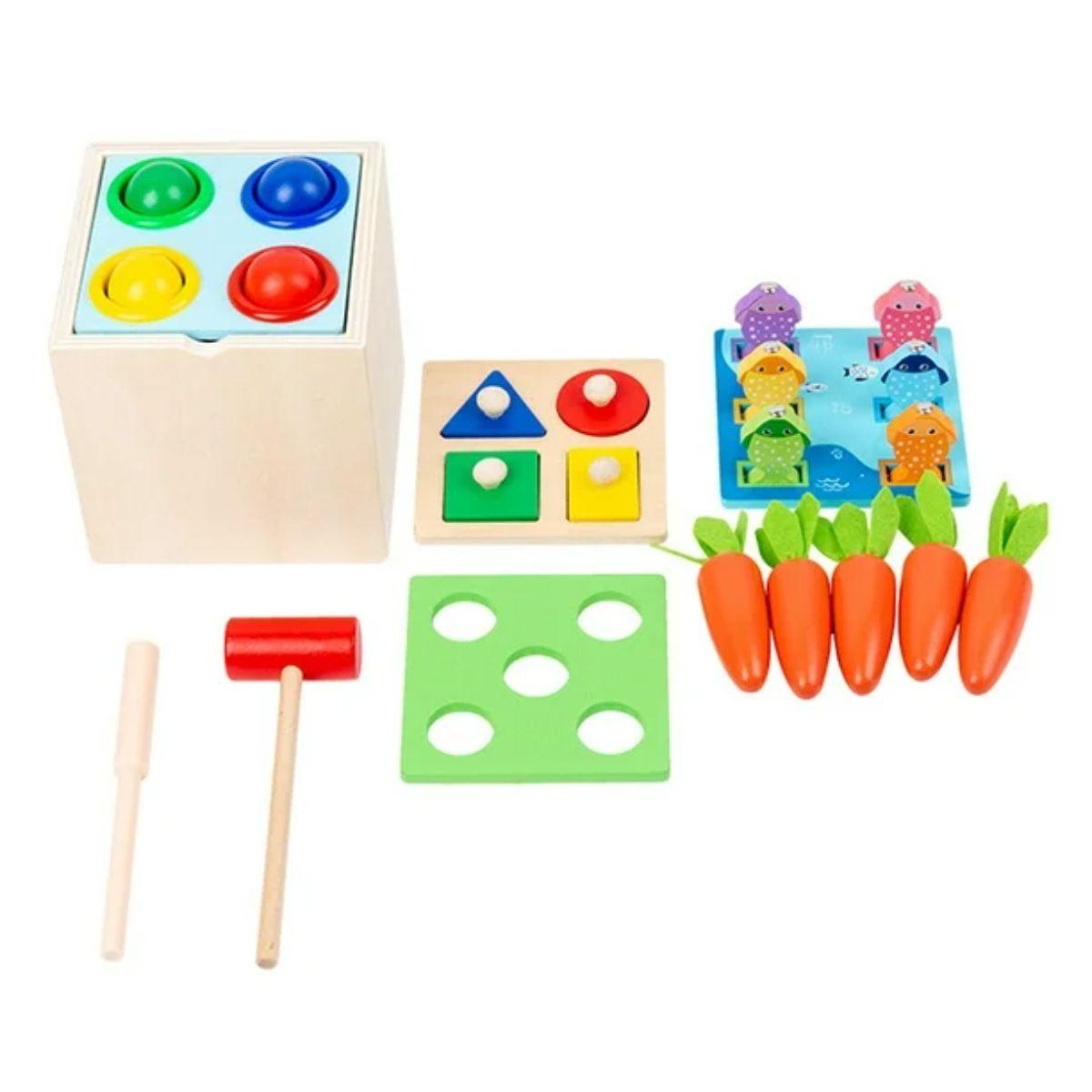 Cubo Actividades de Madera 5en1 Juguete Montessori Didáctico-1