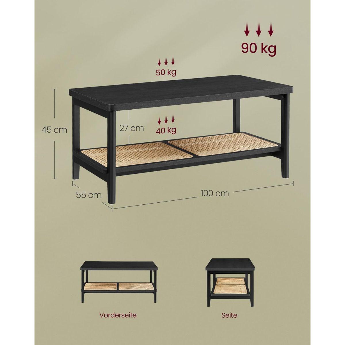 Mesa de Centro Rectangular Ratán Negra Melby-2