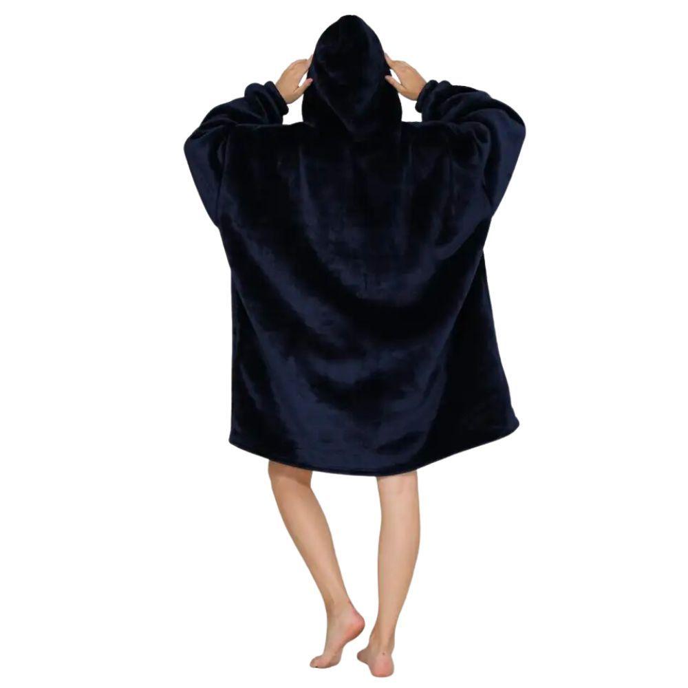 Manta con Capucha Suave Poncho Poleron Adulto Negro-1