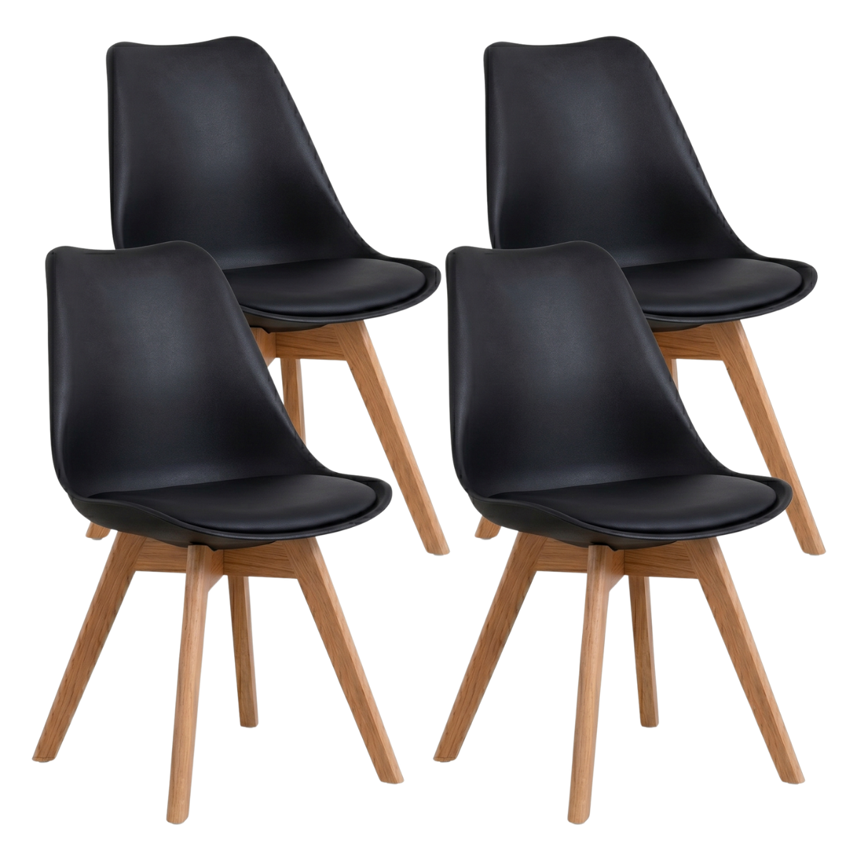 Pack de 4 Sillas Tulip Negra Acolchada-0
