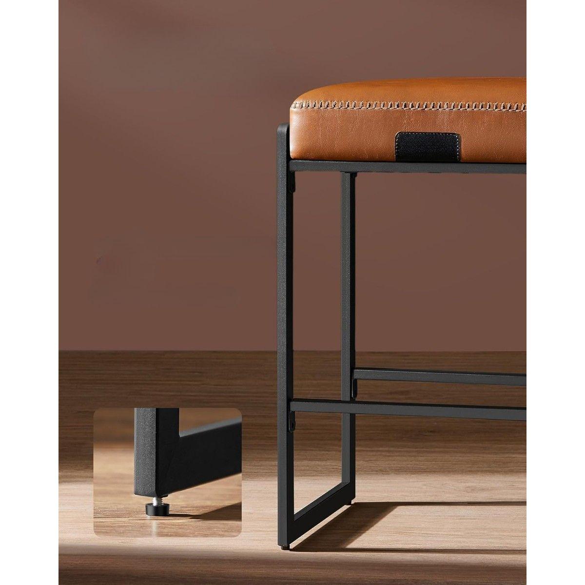 Set 2 Sillas Taburetes Eco Cuero Café Roke-5