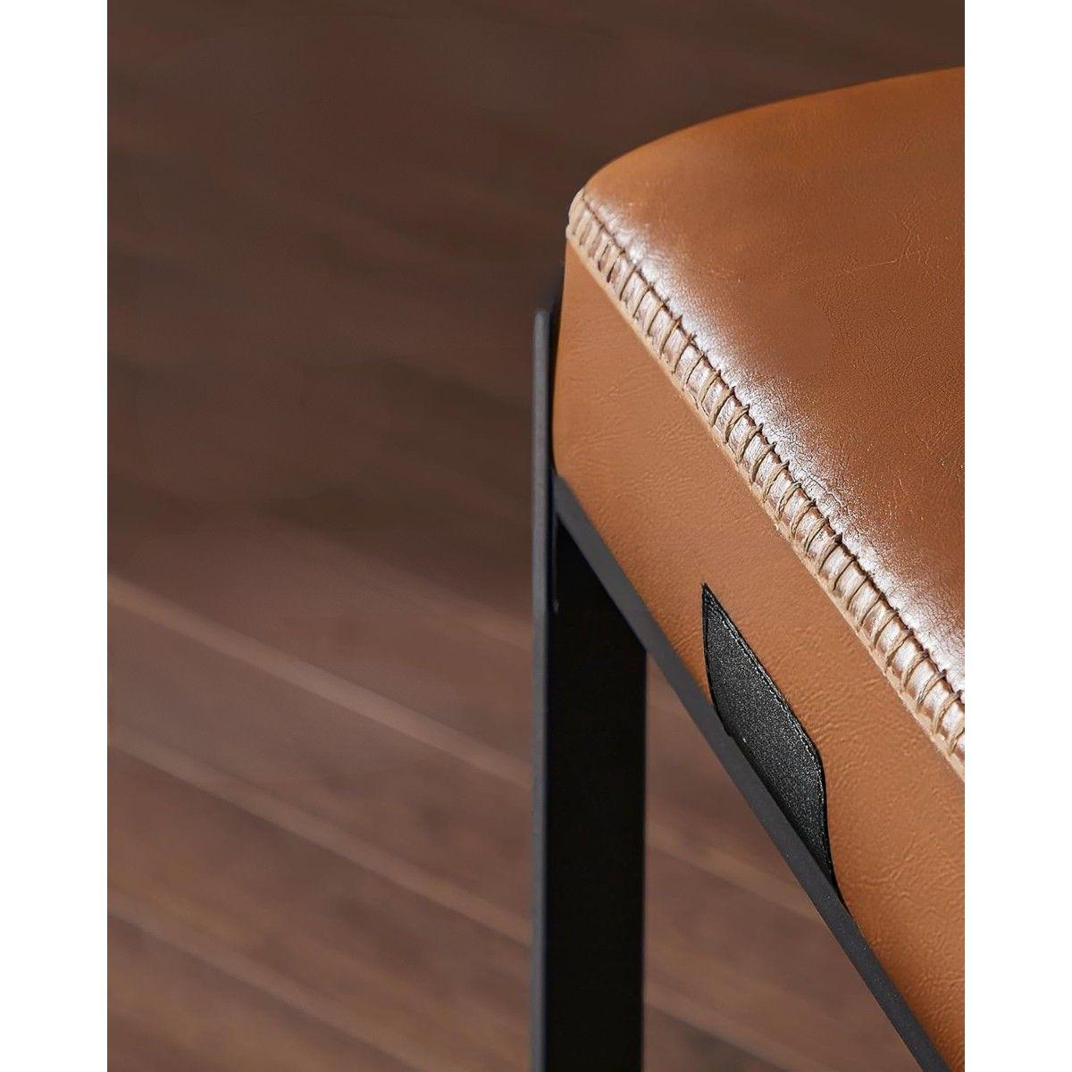 Set 2 Sillas Taburetes Eco Cuero Café Roke-6