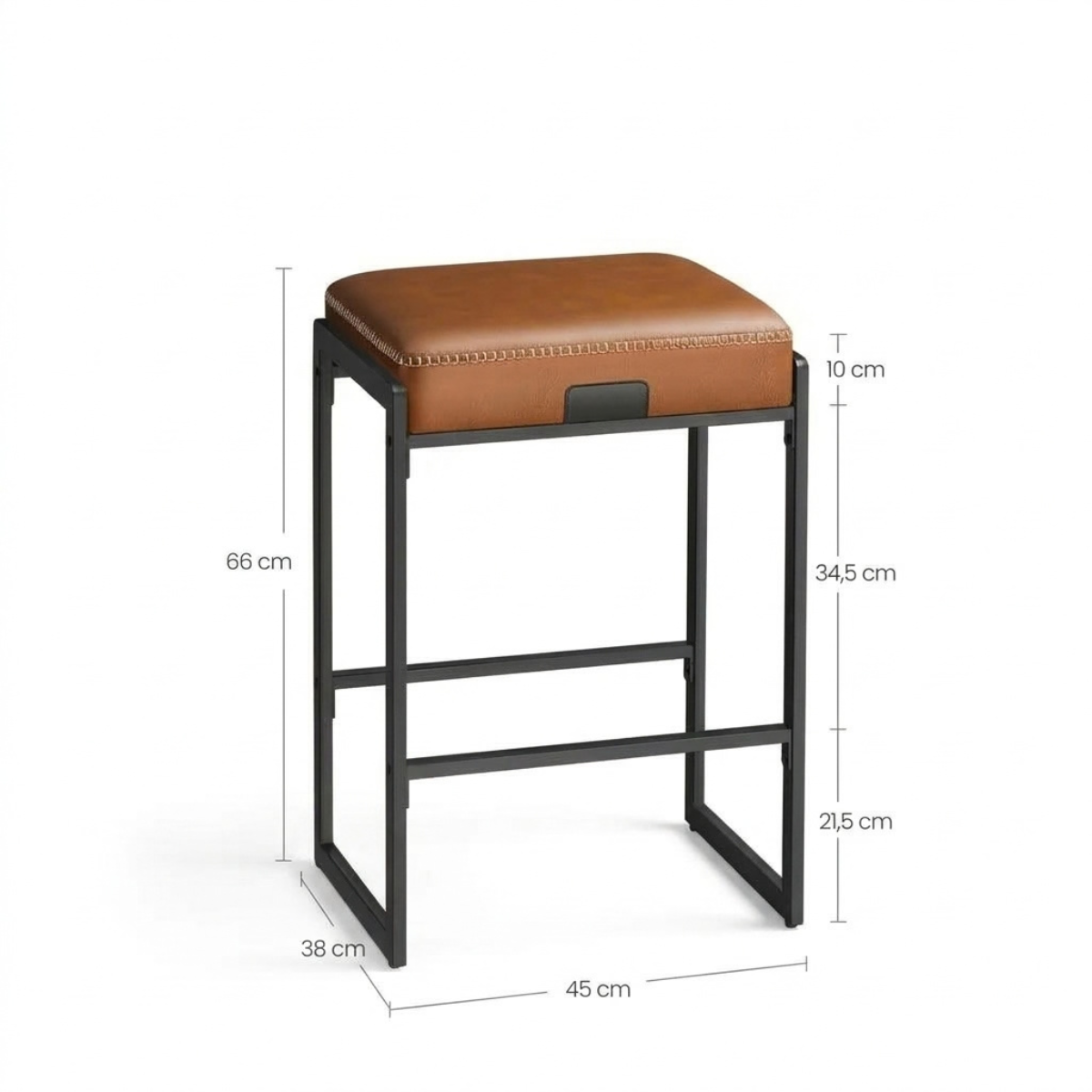 Set 2 Sillas Taburetes Eco Cuero Café Roke-5
