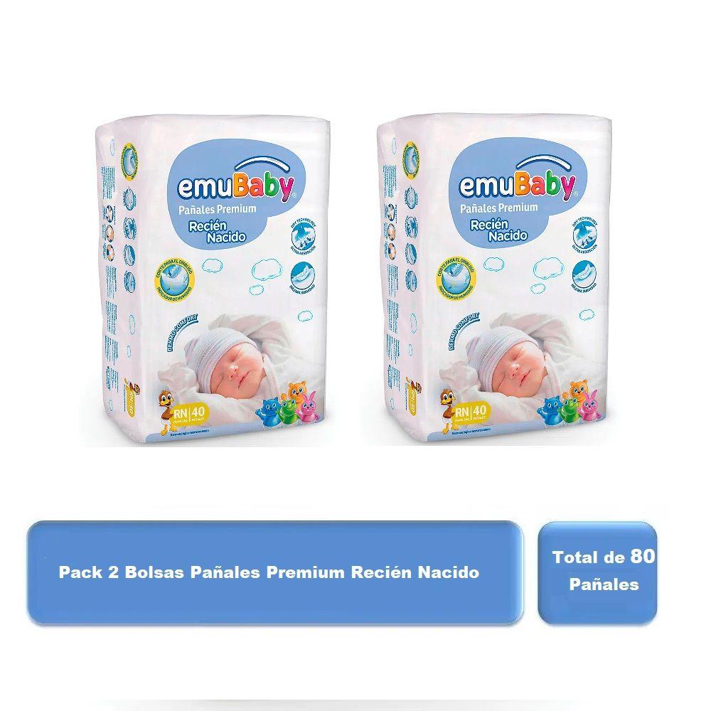 Pack 80u Pañales Premium Recién Nacido Emubaby-0
