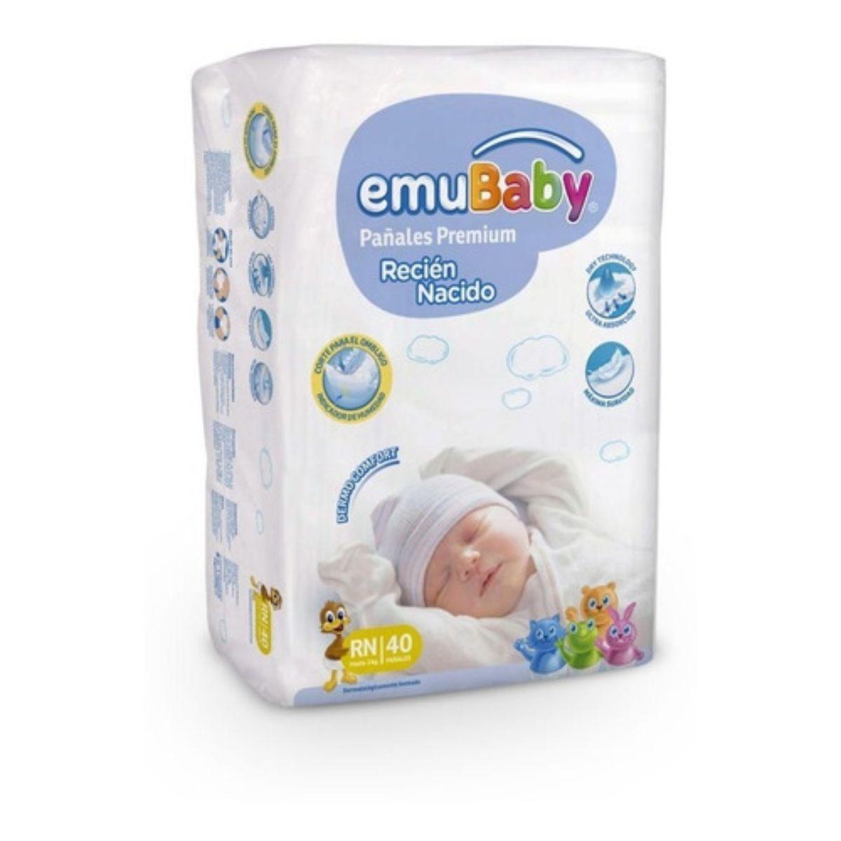 Pack 160u Pañales Premium Recién Nacido EmuBaby-1