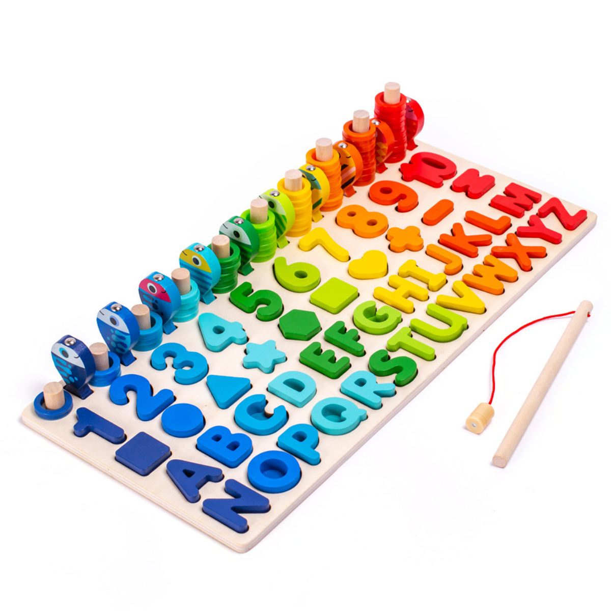 Juego de Pesca Didáctico Formas y Números Juguete Madera-0