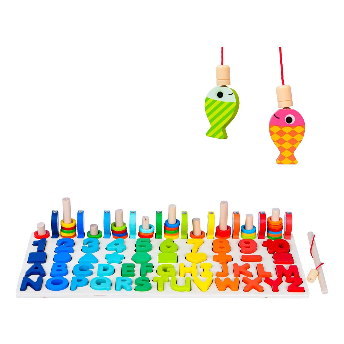 Juego de Pesca Didáctico Formas y Números Juguete Madera-3