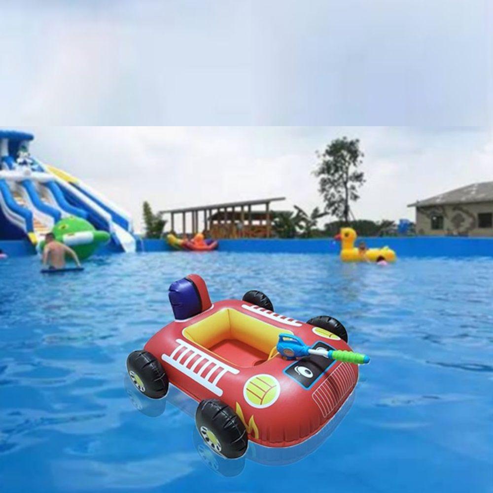 Flotador Autito Inflable con Pistola Lanza Agua Rojo-3