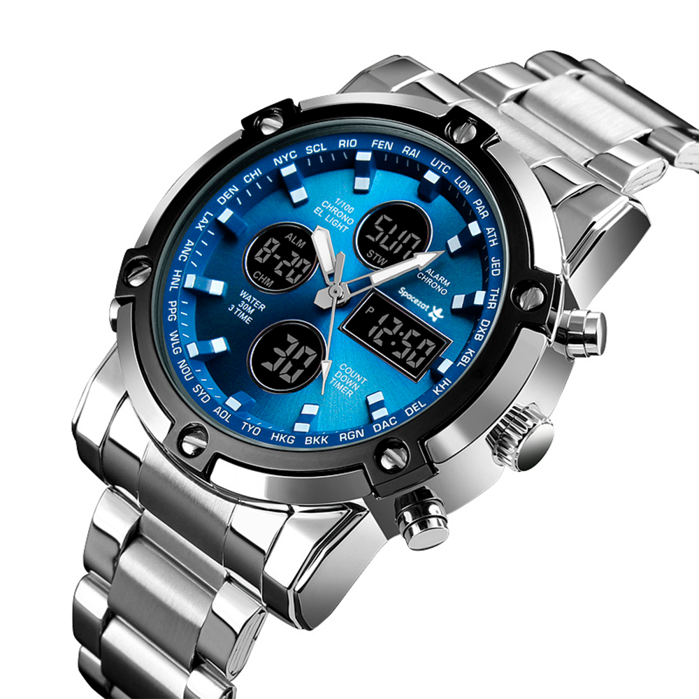 Reloj Correa Metal Digital The Classic Silver&Blue Spacezat-1