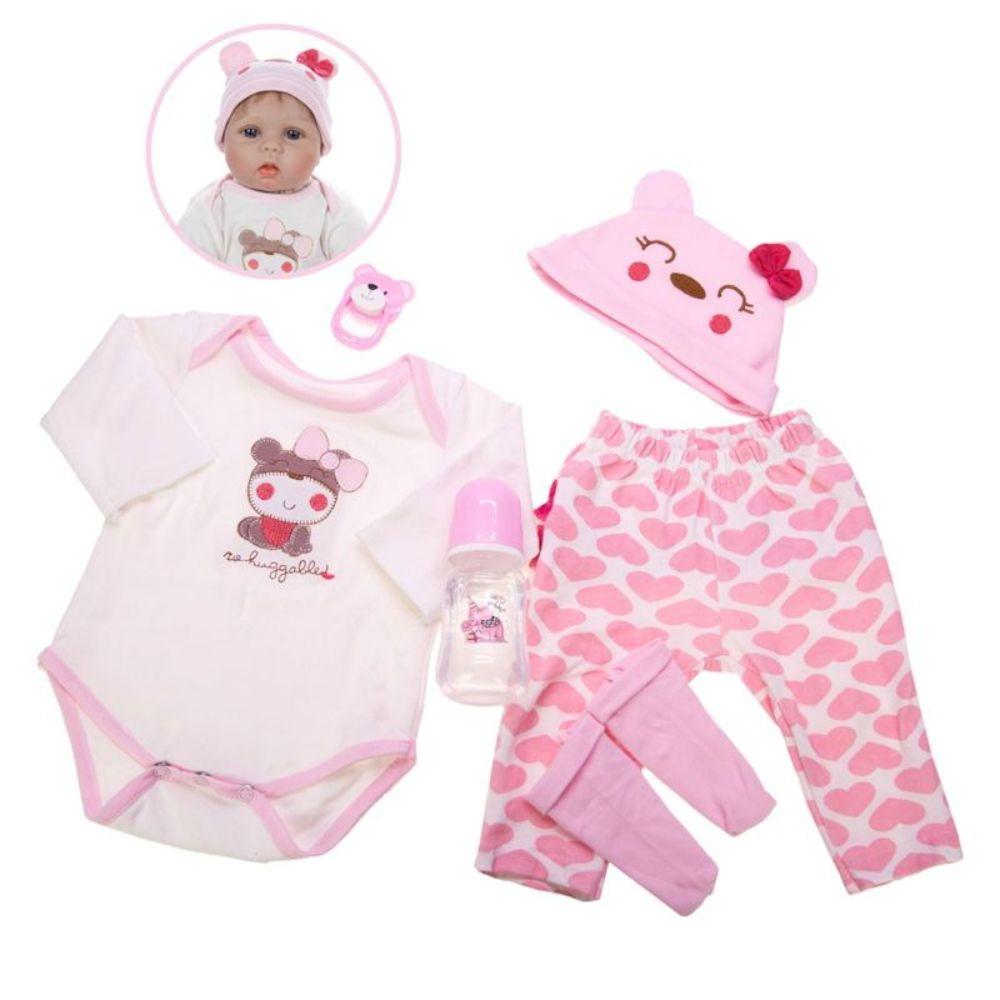 Muñeca Bebe Reborn Juguete Realista 55cm con Accesorios-5