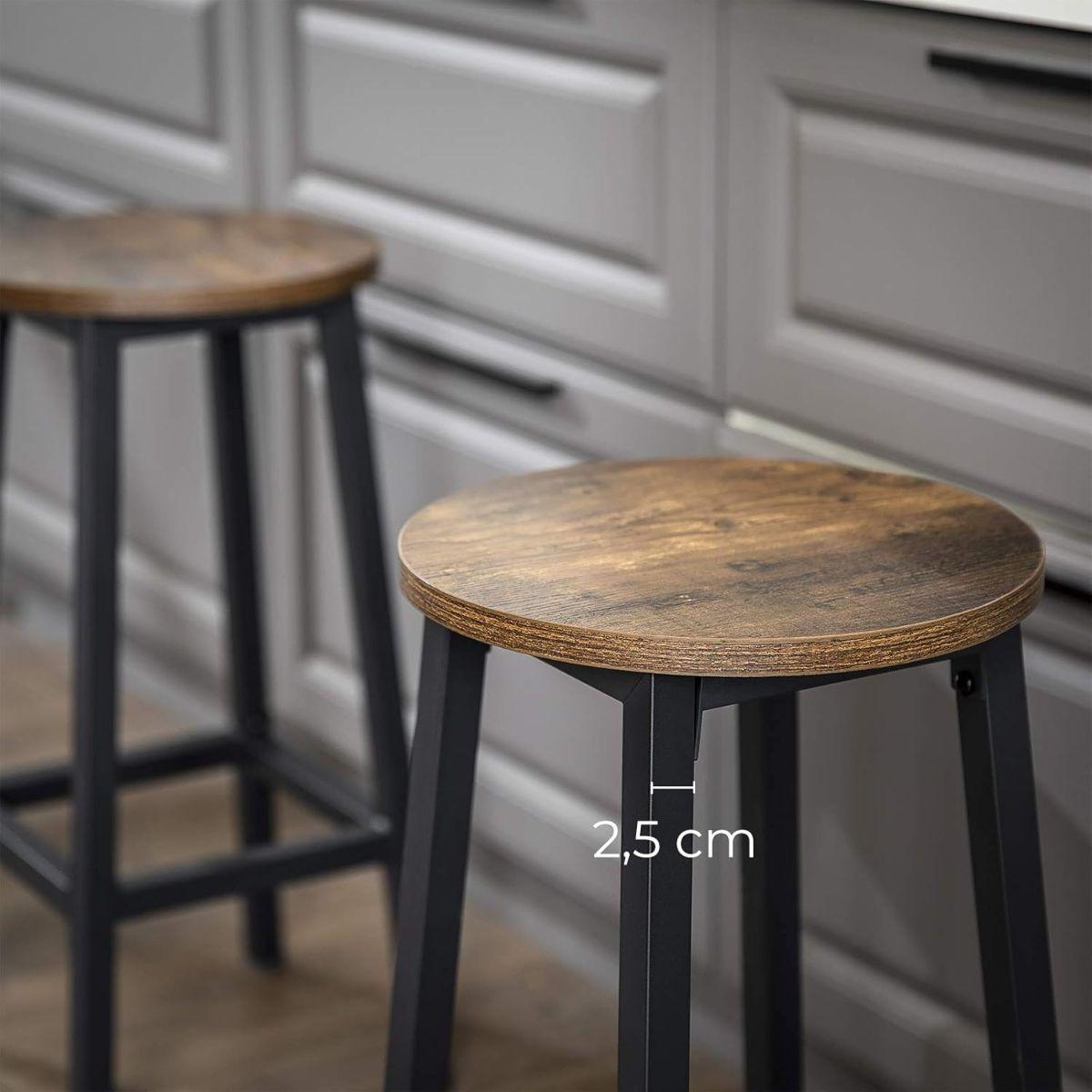Set 2 Sillas Taburetes Madera y Fierro Arreso-2
