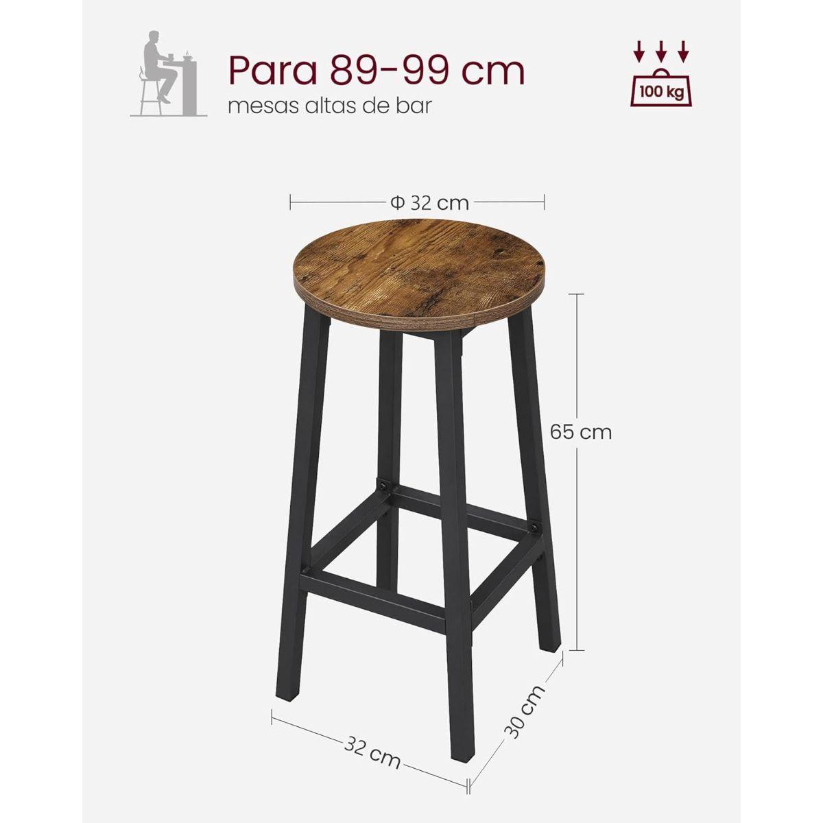 Set 2 Sillas Taburetes Madera y Fierro Arreso-6